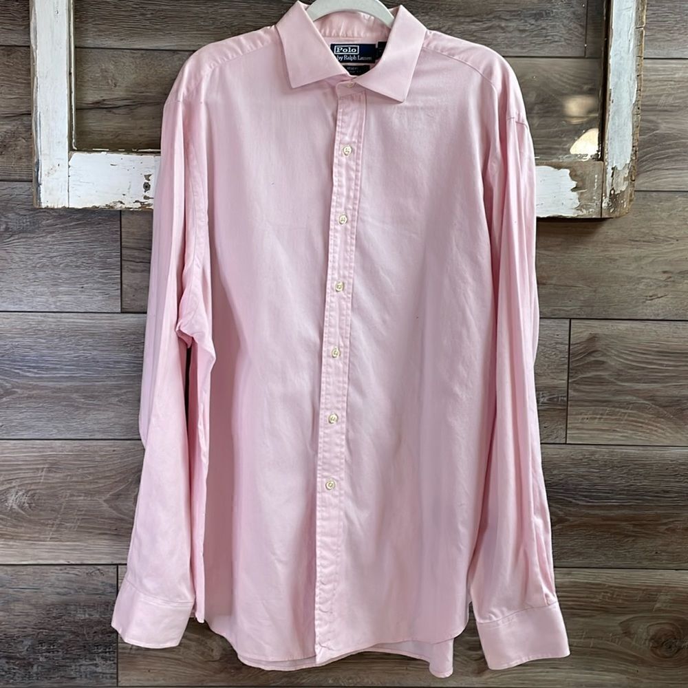 Polo by Ralph Lauren Men’s Regent Classic Fit Dress Shirt, 17 1/2 XL, Pink
